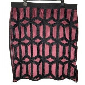 Cato Skirt Womens XL Faux Suede Eyelet Burgandy/ Black Corpcore Whimzycore Y2K